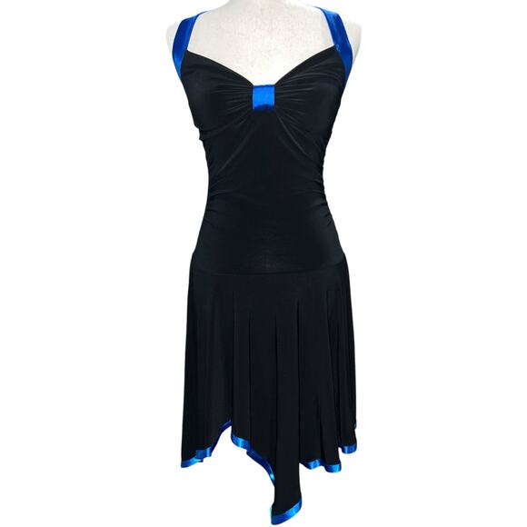 VTG Y2k Women's Taboo Satin Ribbon Trim Asymmetrical Halter Cocktail Dress Sz M - Picture 1 of 7